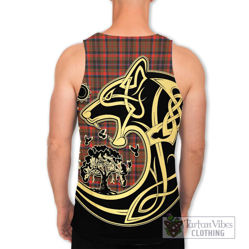 Cumming Hunting Weathered Tartan Men's Tank Top with Family Crest Celtic Wolf Style - Tartan Vibes Clothing