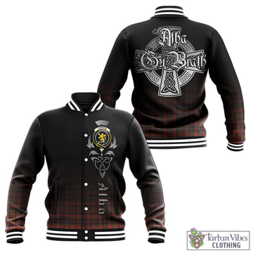 Cumming Hunting Weathered Tartan Baseball Jacket Featuring Alba Gu Brath Family Crest Celtic Inspired