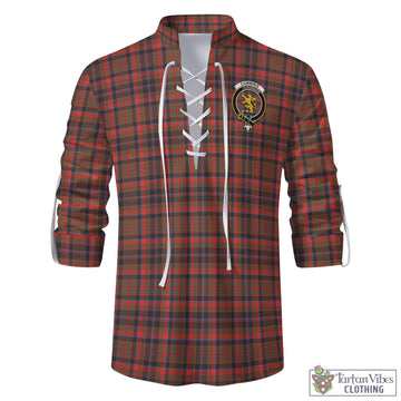 Cumming Hunting Weathered Tartan Men's Scottish Traditional Jacobite Ghillie Kilt Shirt with Family Crest