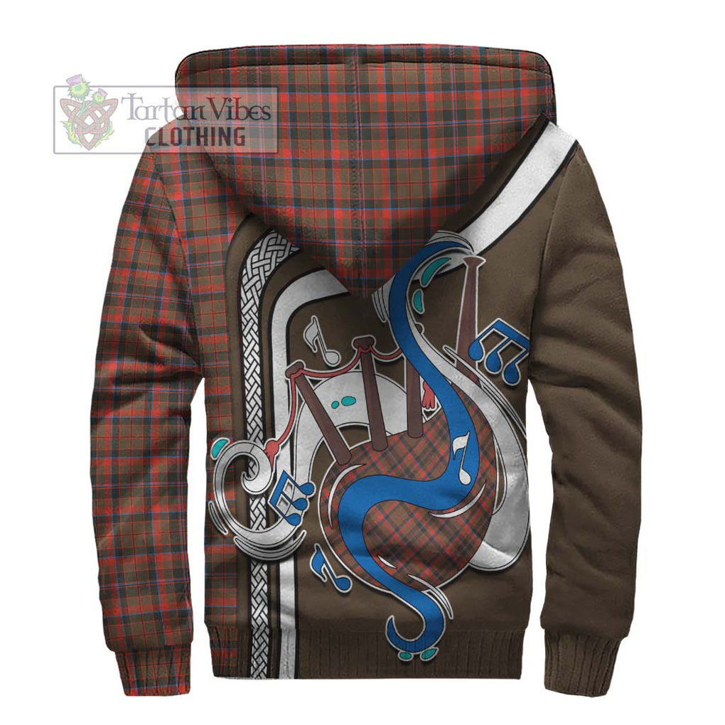 Cumming Hunting Weathered Tartan Sherpa Hoodie with Epic Bagpipe Style - Tartanvibesclothing Shop