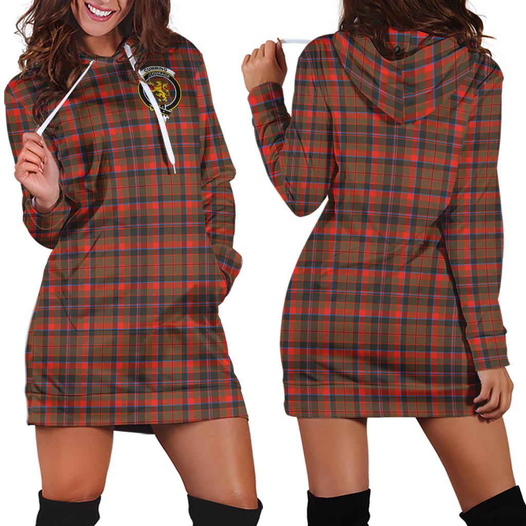 Cumming Hunting Weathered Tartan Hoodie Dress with Family Crest - Tartan Vibes Clothing