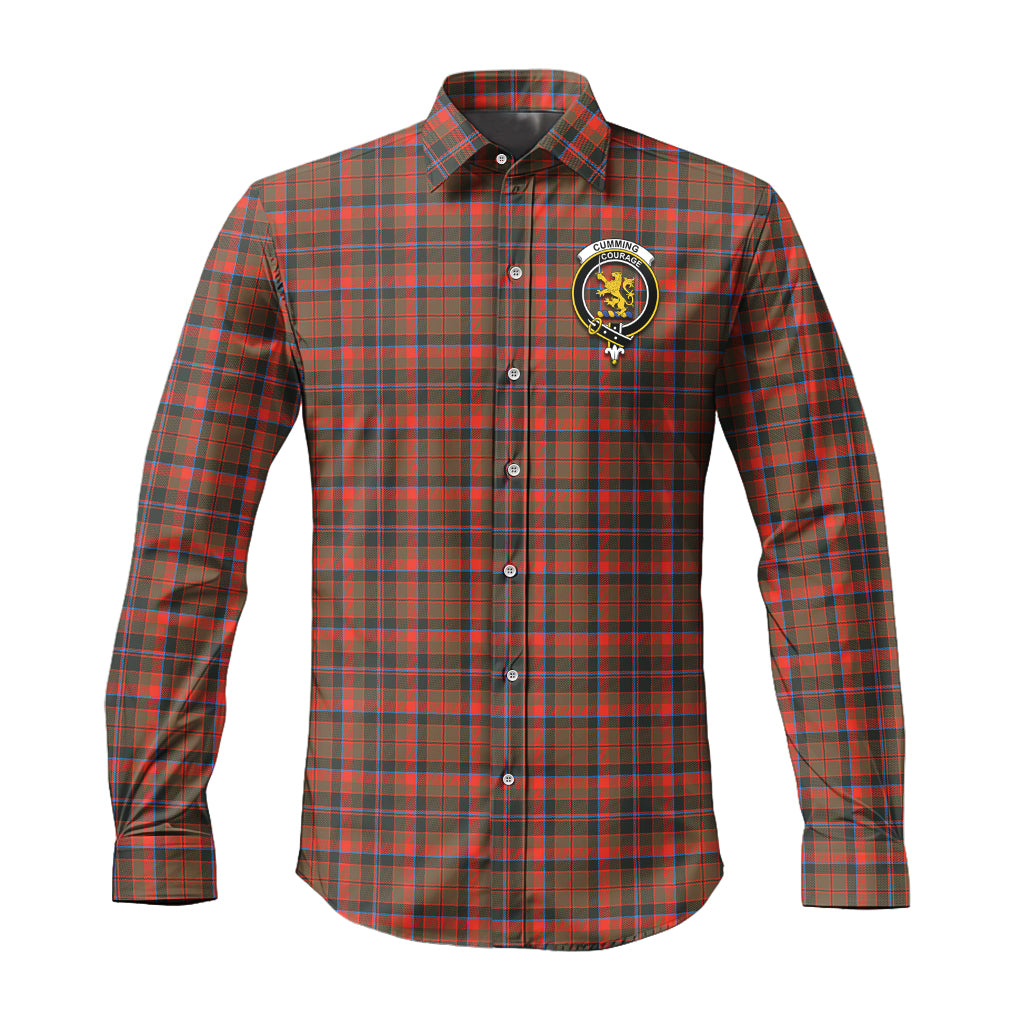 cumming-hunting-weathered-tartan-long-sleeve-button-up-shirt-with-family-crest