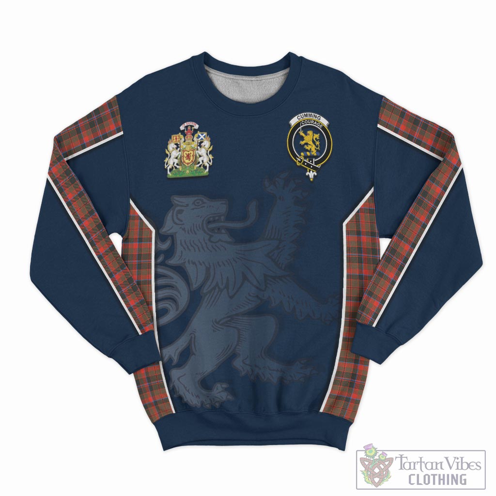 Tartan Vibes Clothing Cumming Hunting Weathered Tartan Sweater with Family Crest and Lion Rampant Vibes Sport Style