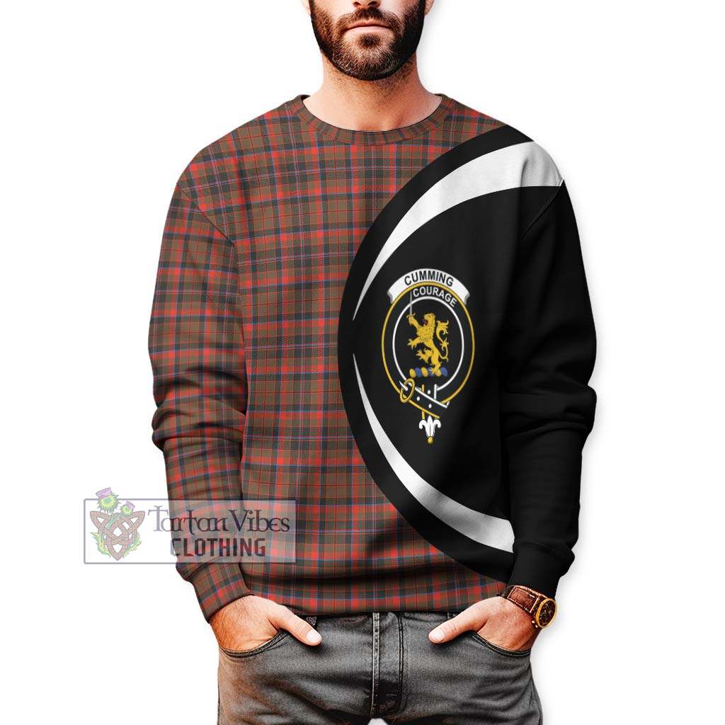 Cumming Hunting Weathered Tartan Sweatshirt with Family Crest Circle Style - Tartan Vibes Clothing