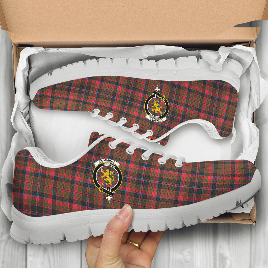 Cumming Hunting Weathered Tartan Sneakers with Family Crest - Tartan Vibes Clothing