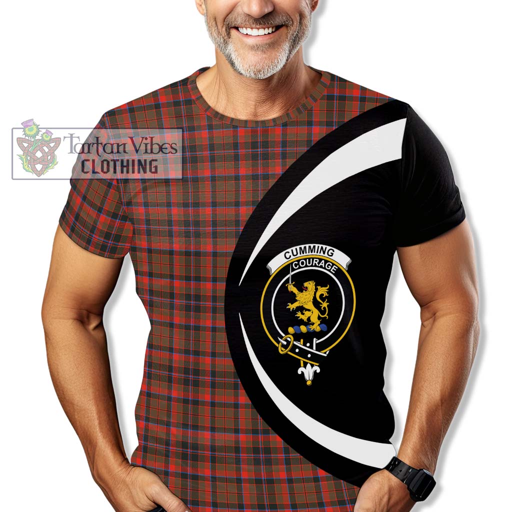 Tartan Vibes Clothing Cumming Hunting Weathered Tartan T-Shirt with Family Crest Circle Style