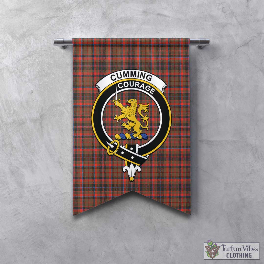 Tartan Vibes Clothing Cumming Hunting Weathered Tartan Gonfalon, Tartan Banner with Family Crest