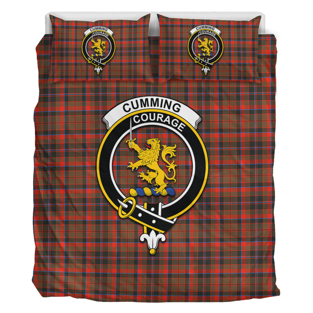 Cumming Hunting Weathered Tartan Bedding Set with Family Crest - Tartan Vibes Clothing