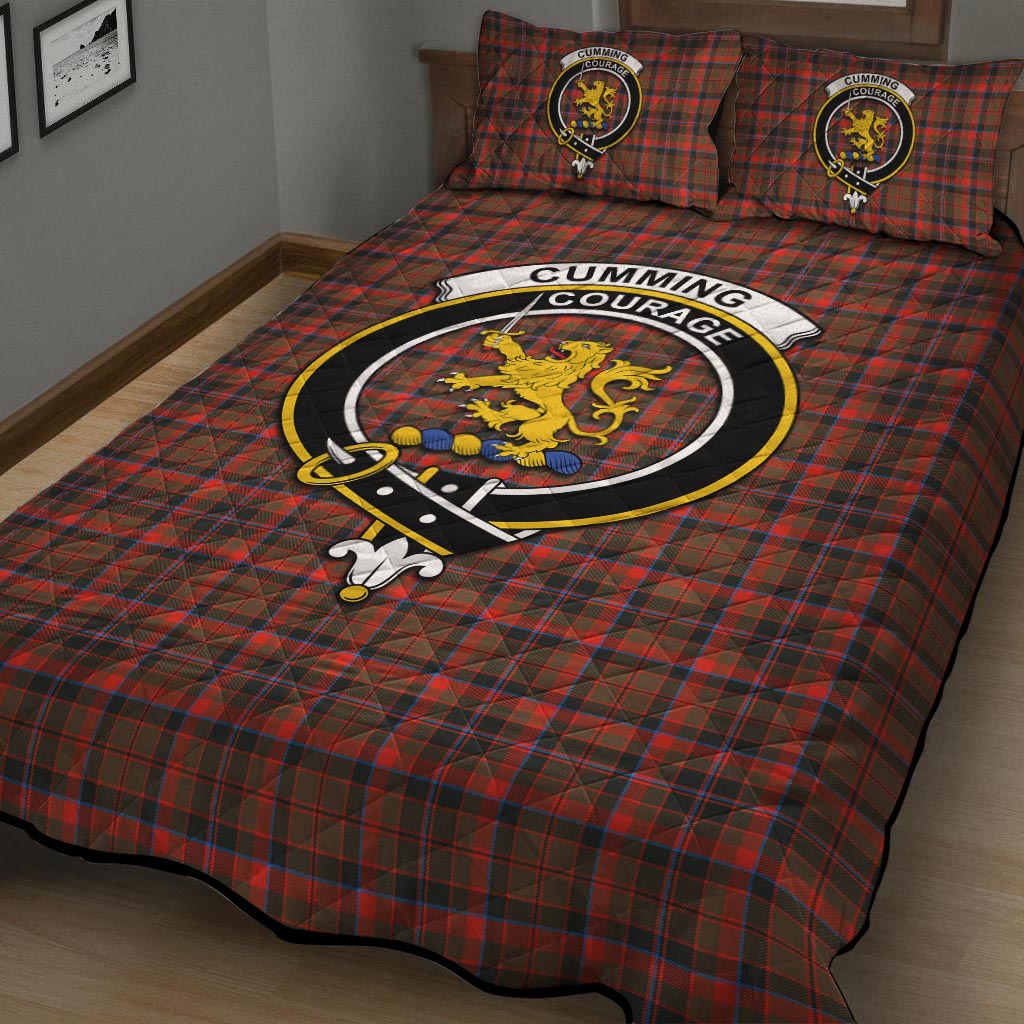 Cumming Hunting Weathered Tartan Quilt Bed Set with Family Crest - Tartan Vibes Clothing