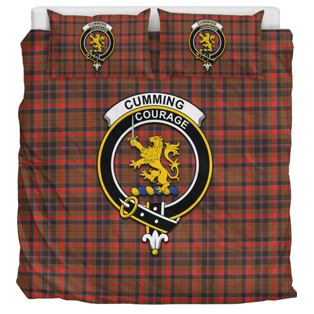 Cumming Hunting Weathered Tartan Bedding Set with Family Crest UK Bedding Set UK Super King 104*94 inch - Tartan Vibes Clothing