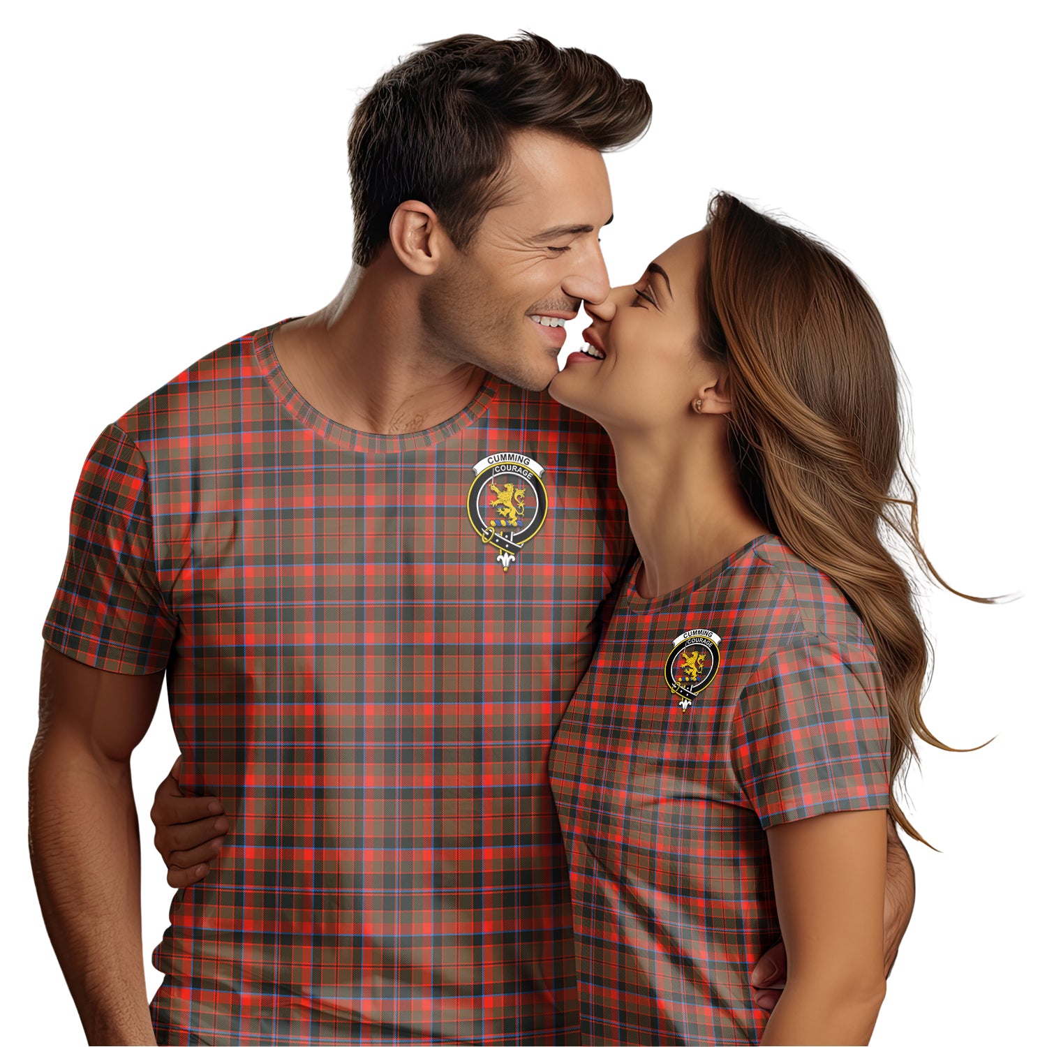 Cumming Hunting Weathered Tartan T-Shirt with Family Crest - Tartan Vibes Clothing