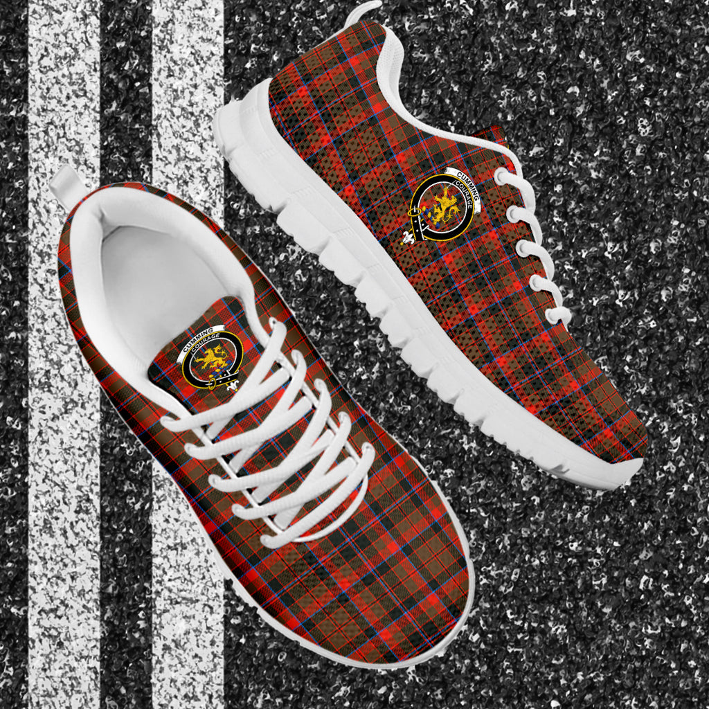 Cumming Hunting Weathered Tartan Sneakers with Family Crest - Tartan Vibes Clothing