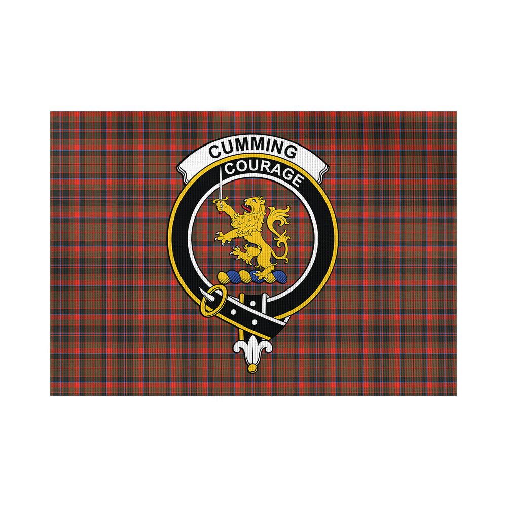 Cumming Hunting Weathered Tartan Flag with Family Crest - Tartan Vibes Clothing