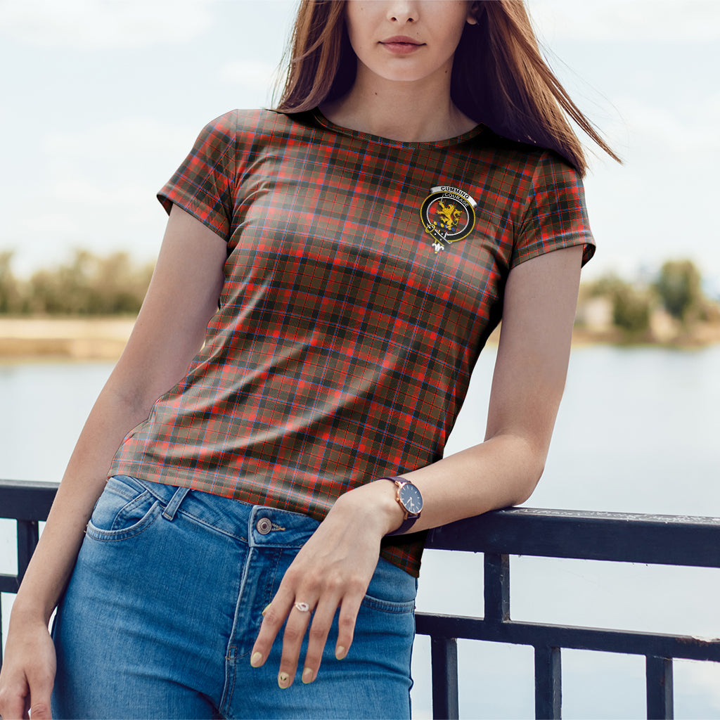 Cumming Hunting Weathered Tartan T-Shirt with Family Crest - Tartan Vibes Clothing