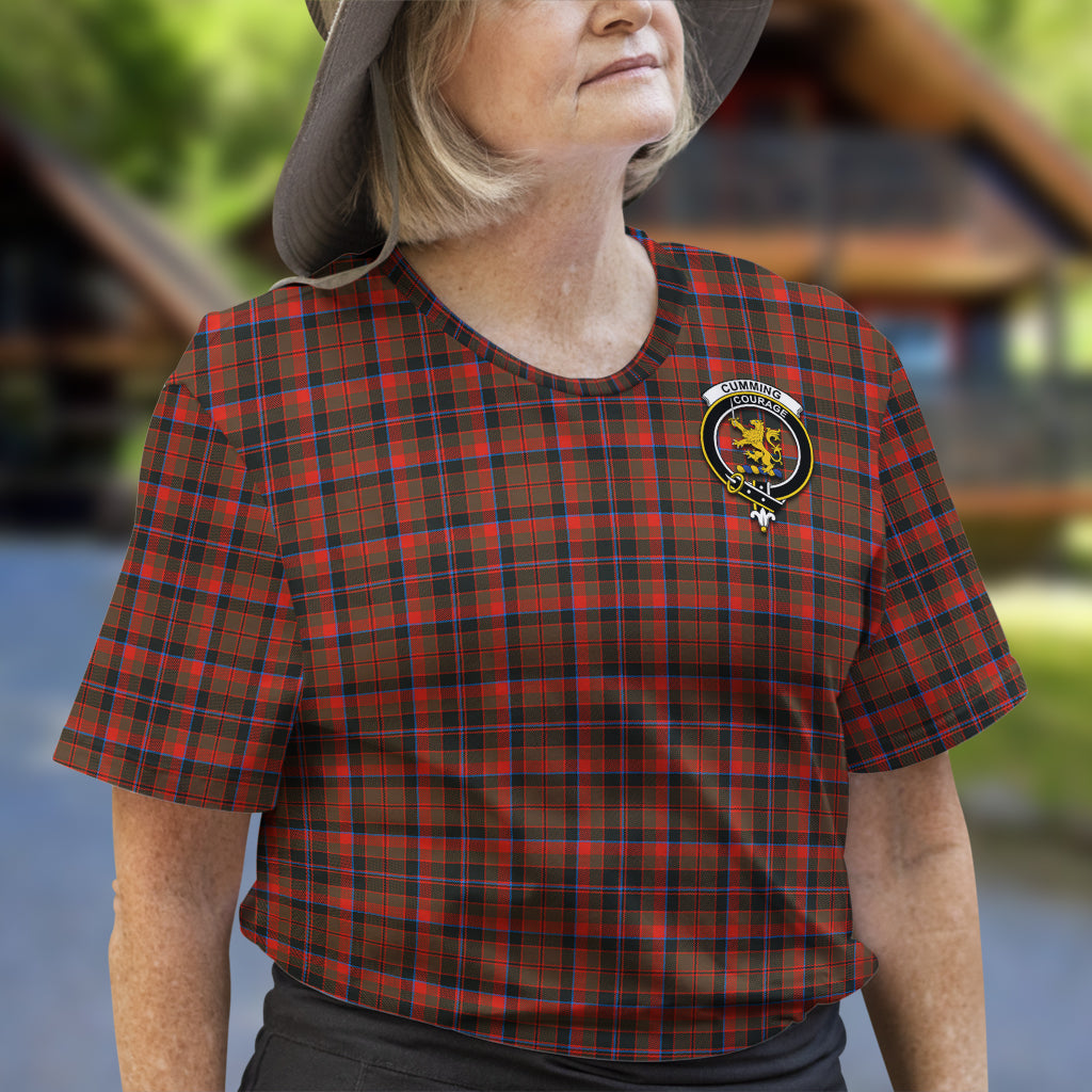 Cumming Hunting Weathered Tartan T-Shirt with Family Crest - Tartan Vibes Clothing