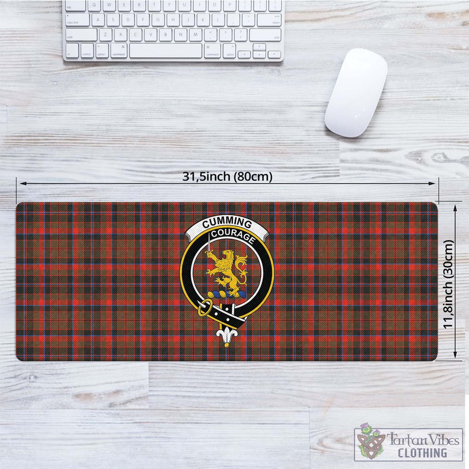 Tartan Vibes Clothing Cumming Hunting Weathered Tartan Mouse Pad with Family Crest