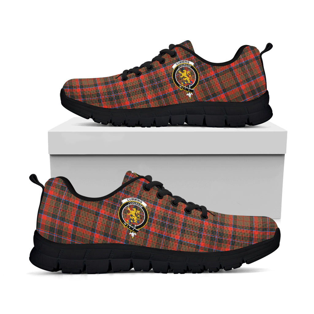 Cumming Hunting Weathered Tartan Sneakers with Family Crest - Tartan Vibes Clothing