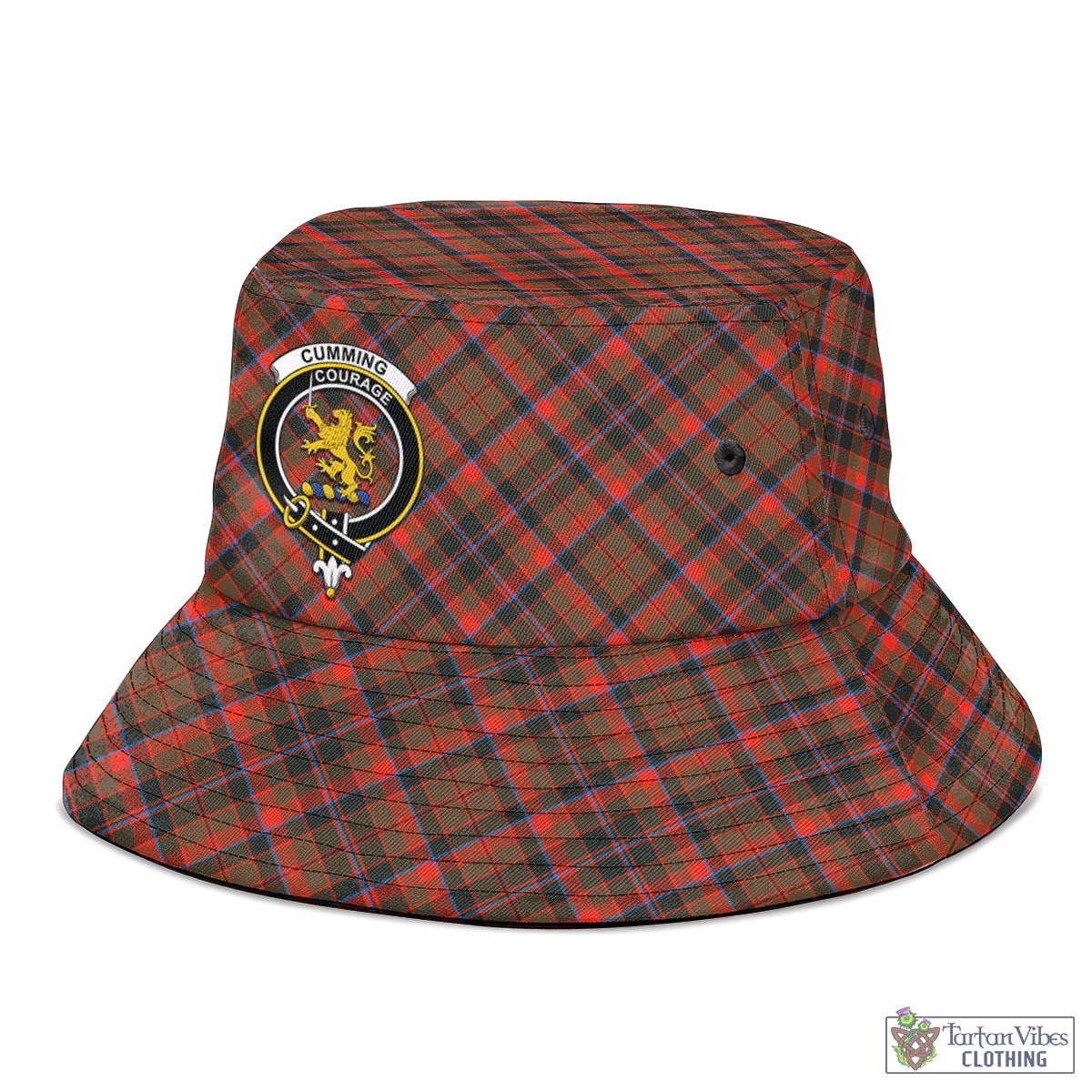 Tartan Vibes Clothing Cumming Hunting Weathered Tartan Bucket Hat with Family Crest