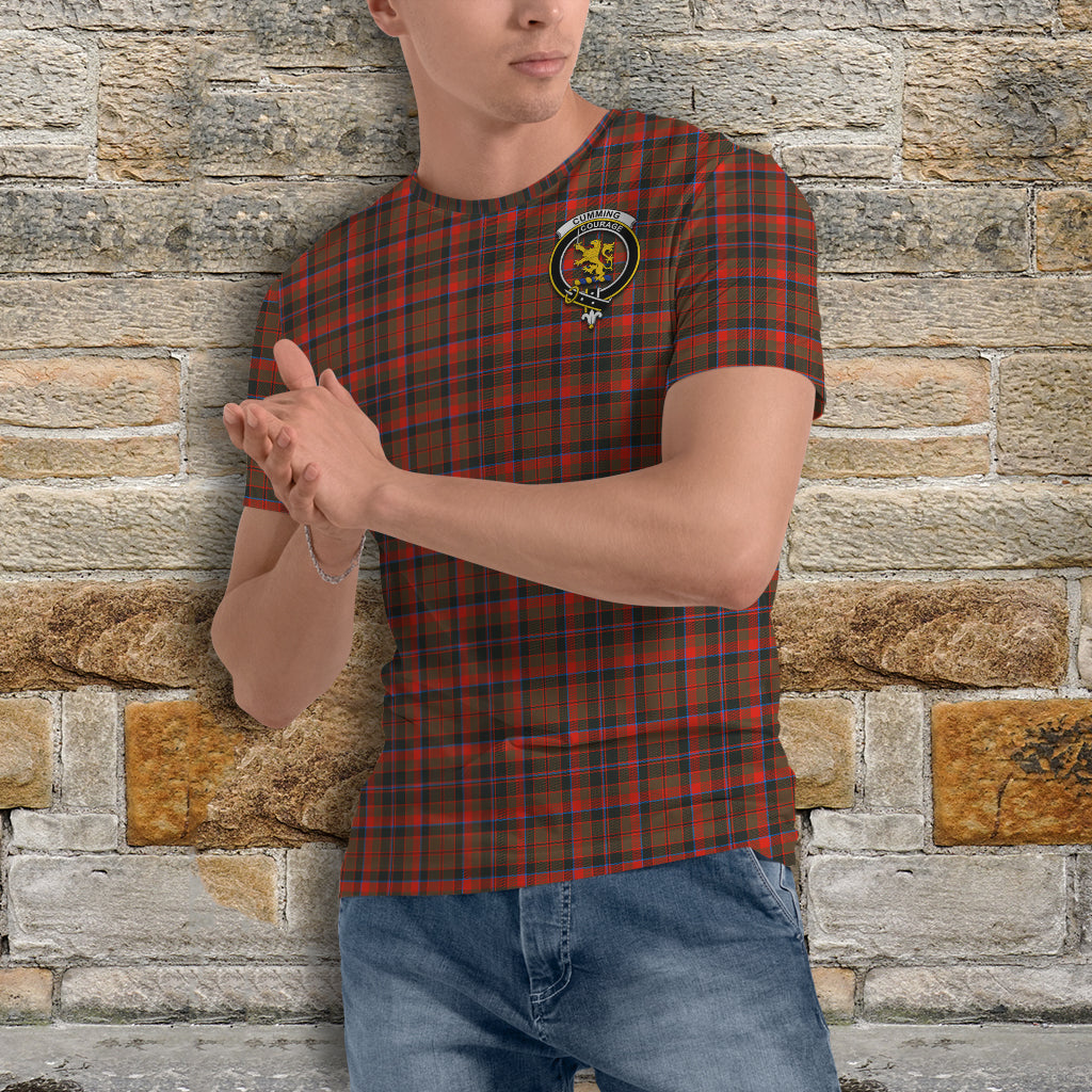 Cumming Hunting Weathered Tartan T-Shirt with Family Crest - Tartan Vibes Clothing