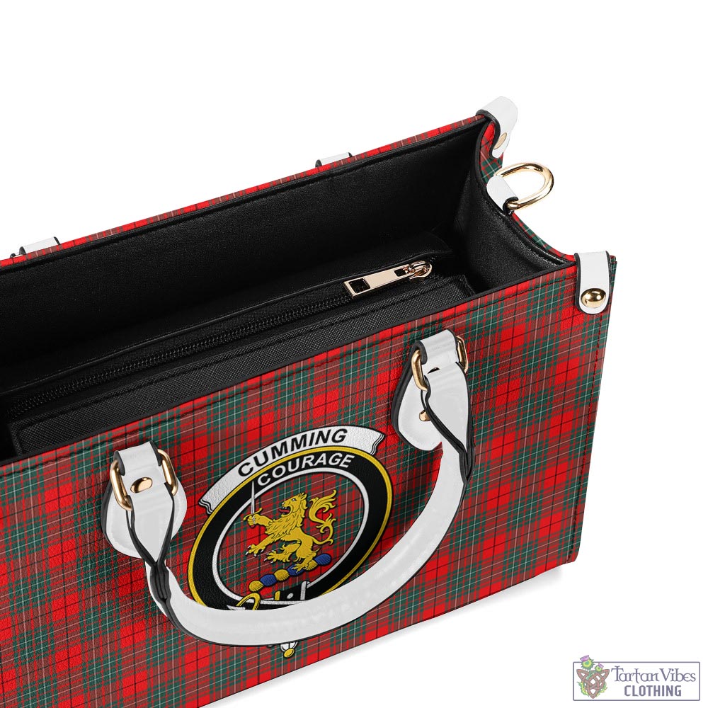 Tartan Vibes Clothing Cumming Modern Tartan Luxury Leather Handbags with Family Crest