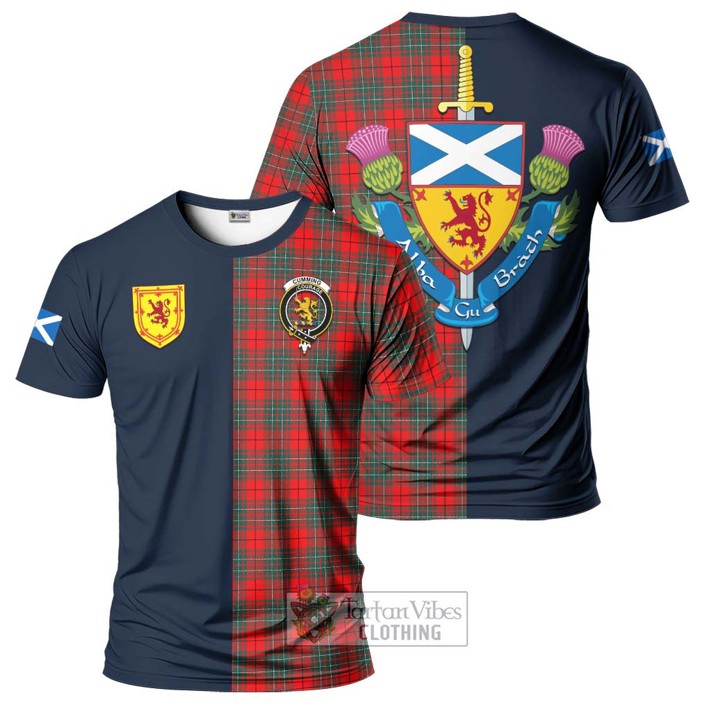 Tartan Vibes Clothing Cumming Modern Tartan T-Shirt Alba with Scottish Lion Royal Arm Half Style