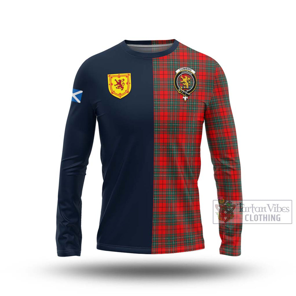 Tartan Vibes Clothing Cumming Modern Tartan Long Sleeve T-Shirt with Scottish Lion Royal Arm Half Style