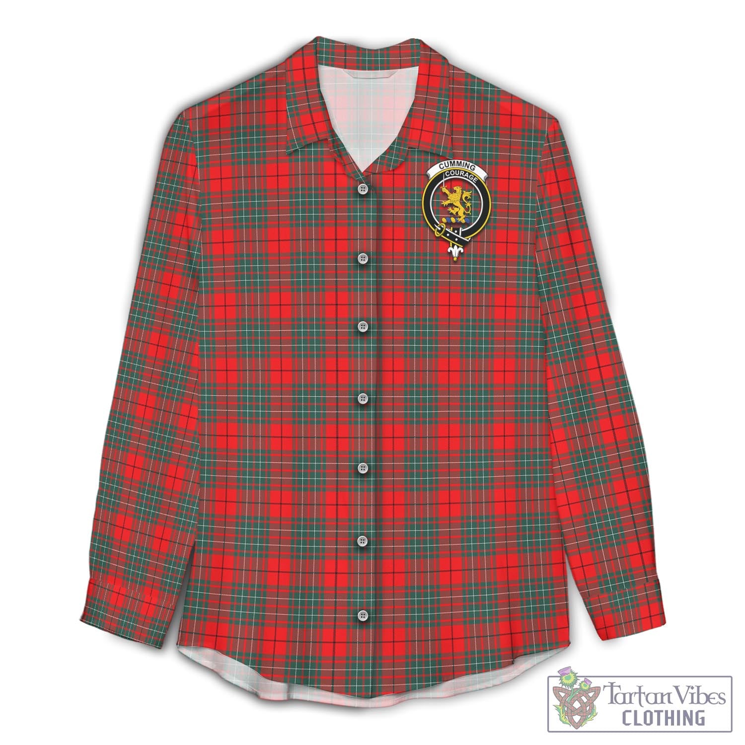 Tartan Vibes Clothing Cumming Modern Tartan Womens Casual Shirt with Family Crest