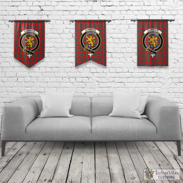 Cumming Modern Tartan Gonfalon, Tartan Banner with Family Crest