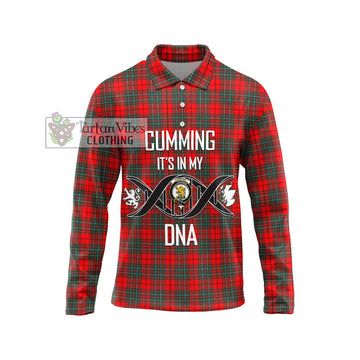 Cumming Modern Tartan Long Sleeve Polo Shirt with Family Crest DNA In Me Style