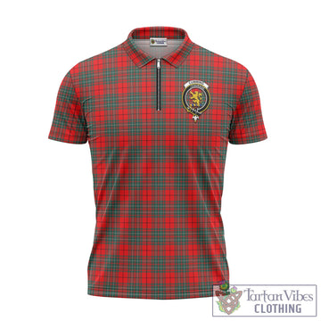 Cumming Modern Tartan Zipper Polo Shirt with Family Crest