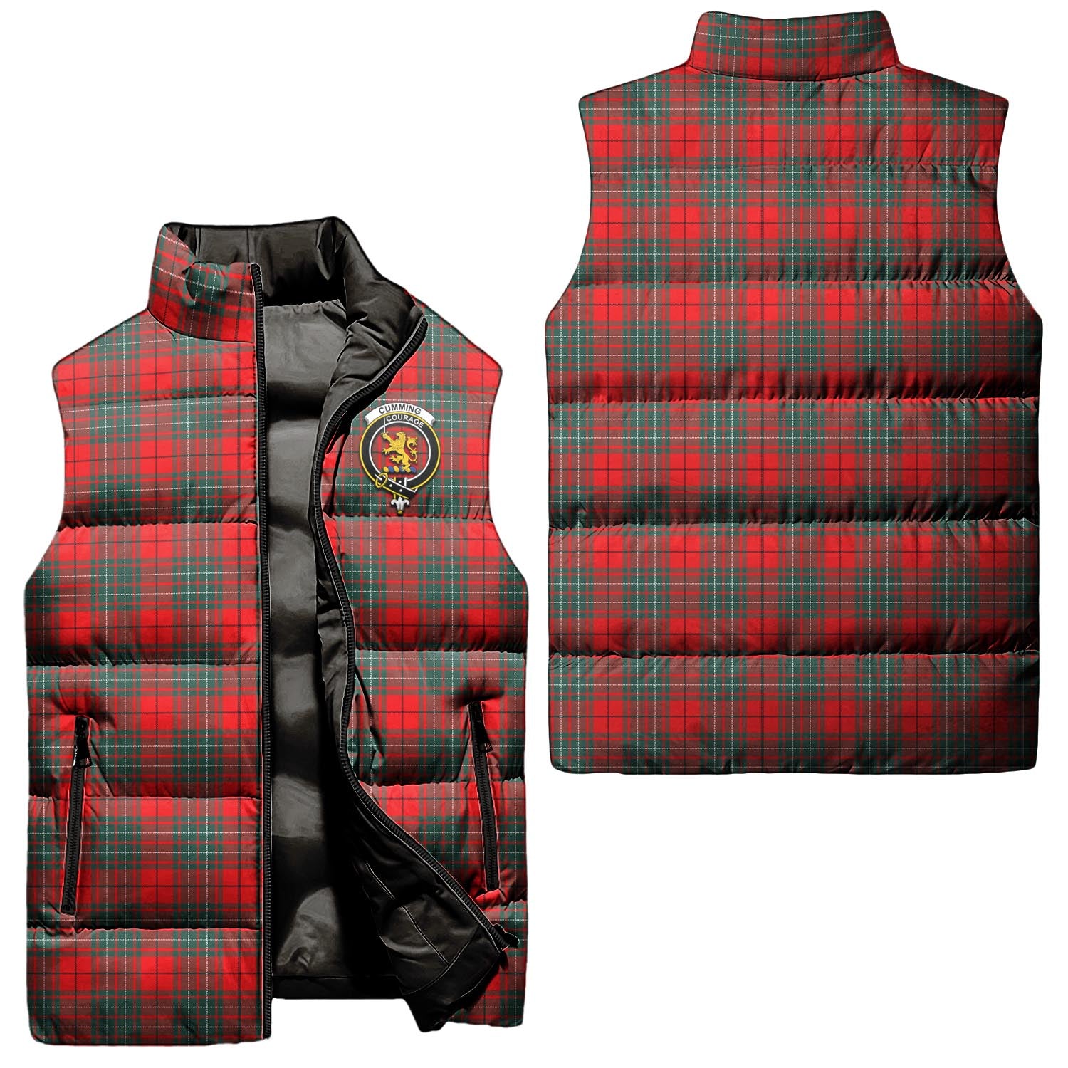 Cumming Modern Tartan Sleeveless Puffer Jacket with Family Crest Unisex - Tartanvibesclothing