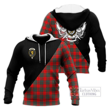 Cumming Modern Tartan Knitted Hoodie with Family Crest and Military Logo Style