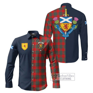 Cumming Modern Tartan Long Sleeve Button Shirt Alba with Scottish Lion Royal Arm Half Style