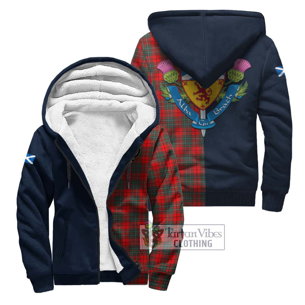 Tartan Vibes Clothing Cumming Modern Tartan Sherpa Hoodie with Scottish Lion Royal Arm Half Style