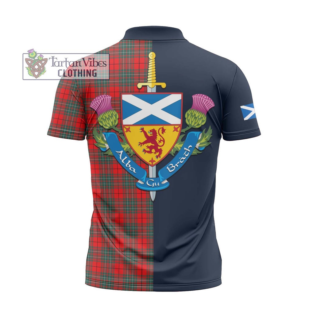 Tartan Vibes Clothing Cumming Modern Tartan Zipper Polo Shirt with Scottish Lion Royal Arm Half Style