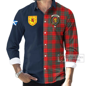 Cumming Modern Tartan Long Sleeve Button Shirt Alba with Scottish Lion Royal Arm Half Style