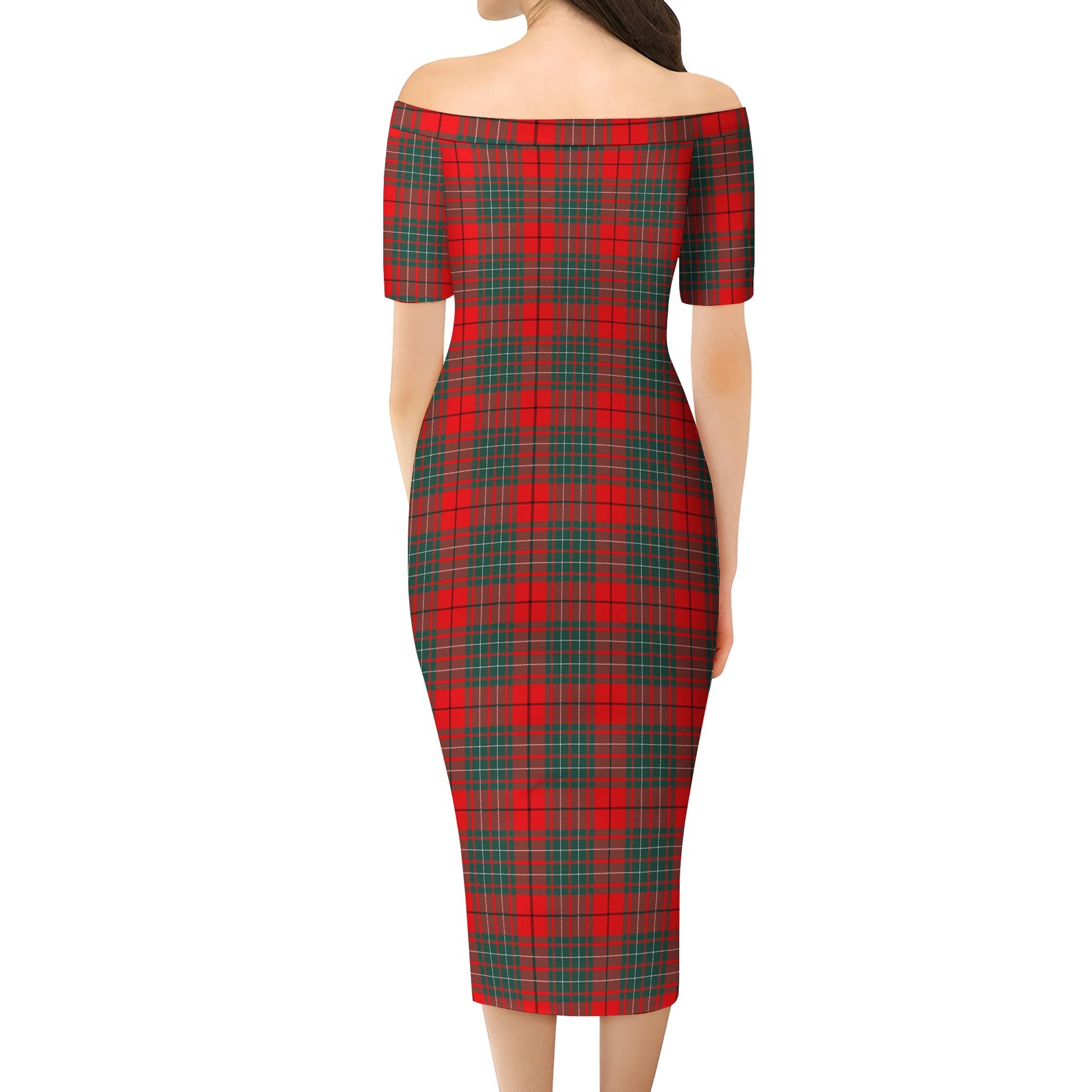 Cumming Modern Tartan Off Shoulder Lady Dress - Tartanvibesclothing