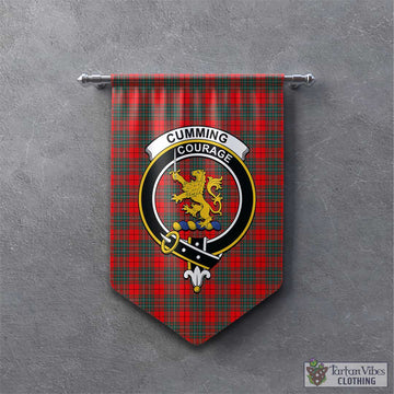 Cumming Modern Tartan Gonfalon, Tartan Banner with Family Crest