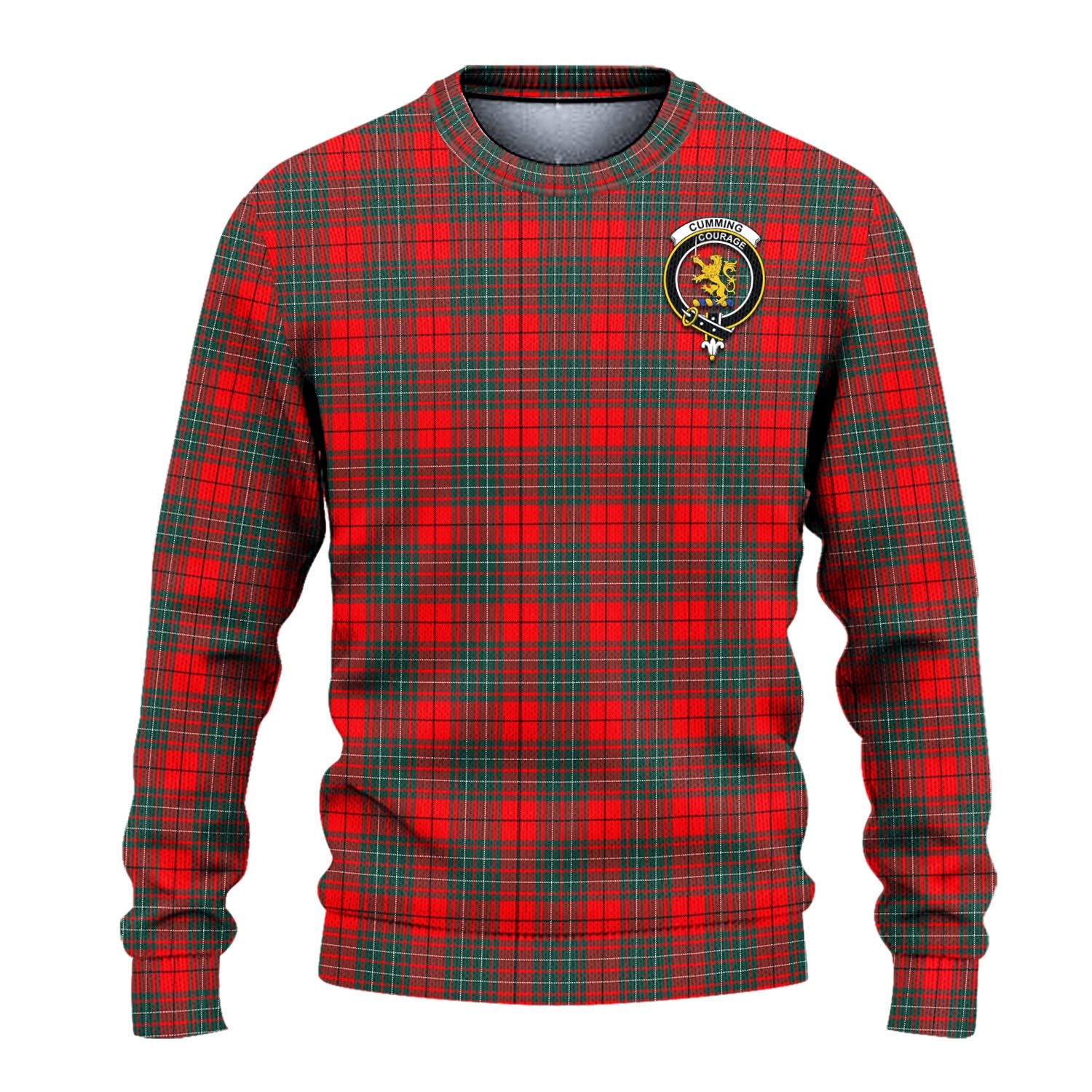 Cumming Modern Tartan Knitted Sweater with Family Crest - Tartanvibesclothing