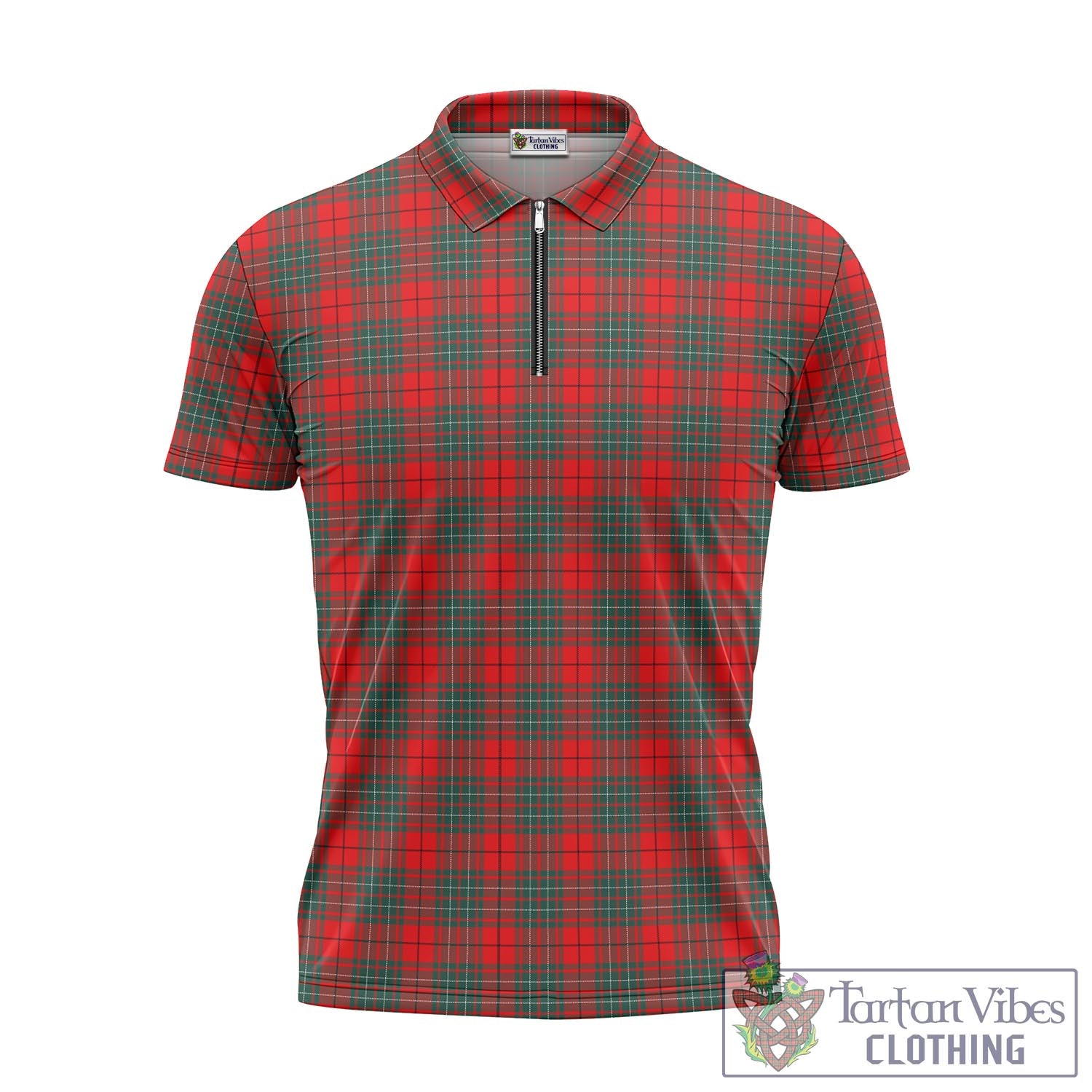 Tartan Vibes Clothing Cumming Modern Tartan Zipper Polo Shirt