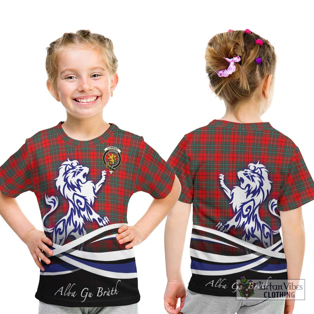 Cumming Modern Tartan Kid T-Shirt with Alba Gu Brath Regal Lion Emblem - Tartanvibesclothing Shop