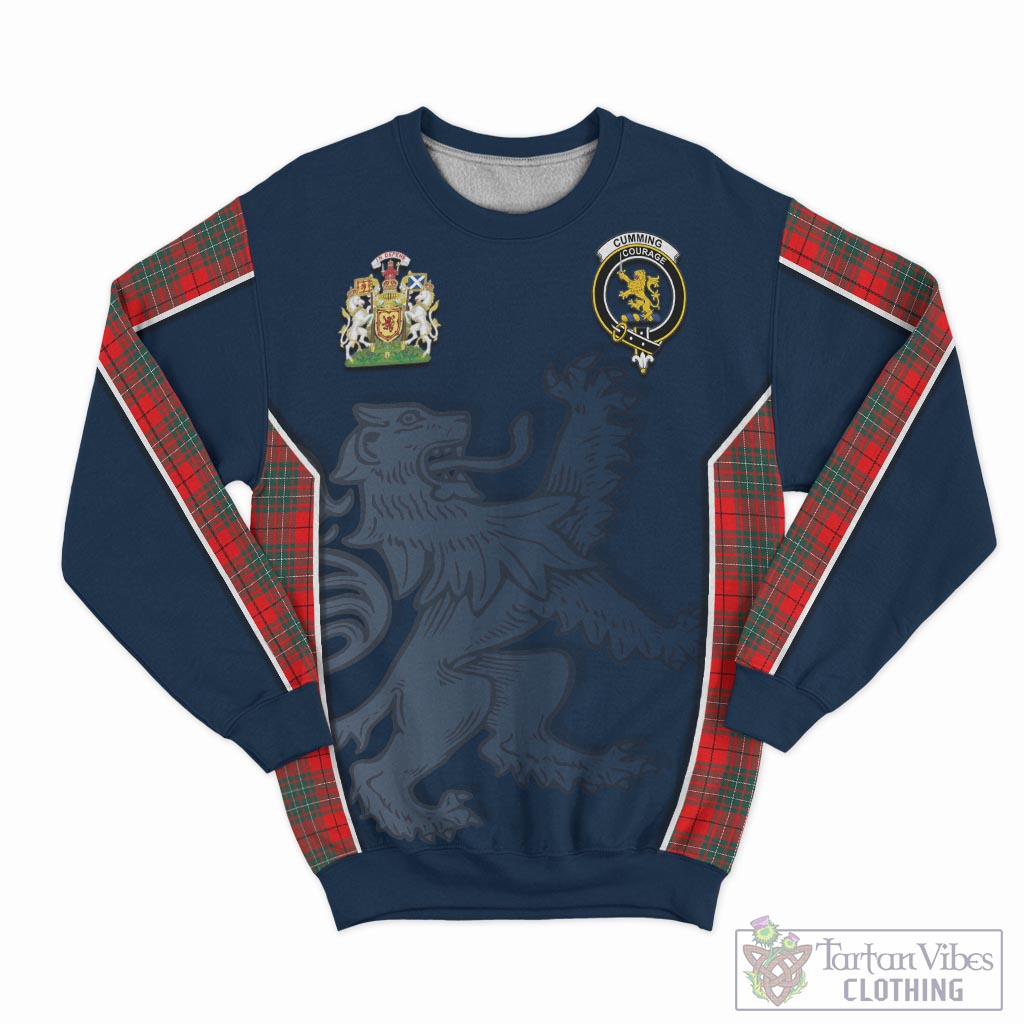 Tartan Vibes Clothing Cumming Modern Tartan Sweater with Family Crest and Lion Rampant Vibes Sport Style