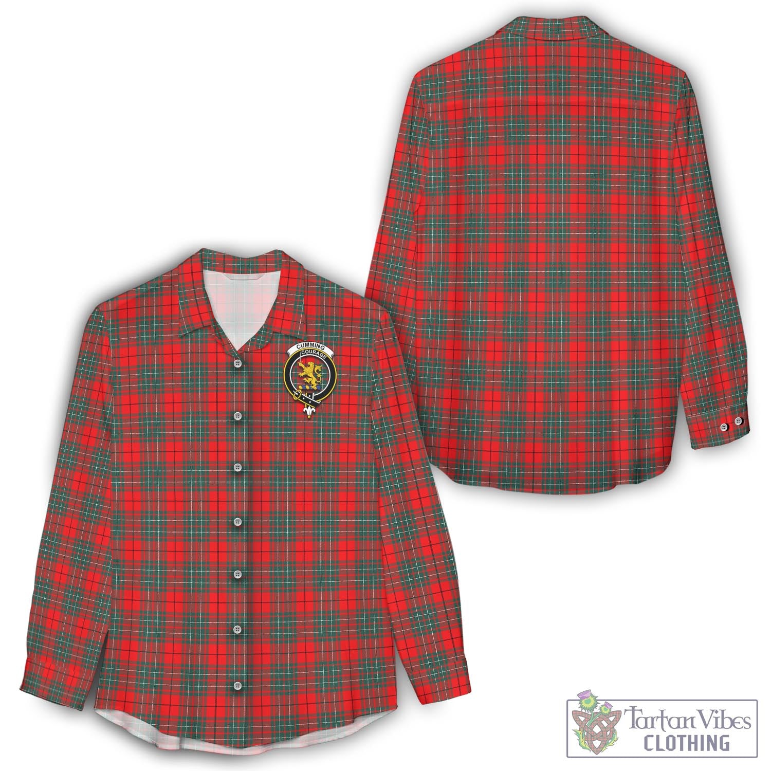 Tartan Vibes Clothing Cumming Modern Tartan Womens Casual Shirt with Family Crest