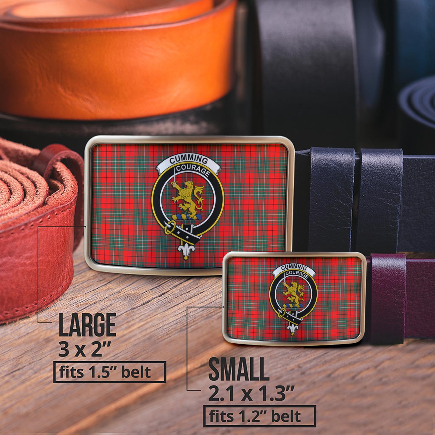 Cumming Modern Tartan Belt Buckles with Family Crest - Tartan Vibes Clothing