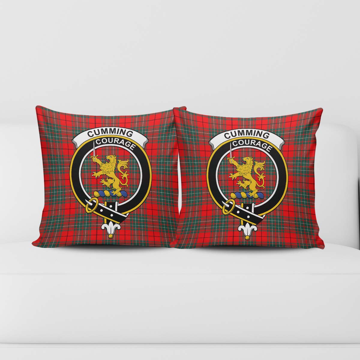 Cumming Modern Tartan Pillow Cover with Family Crest - Tartanvibesclothing