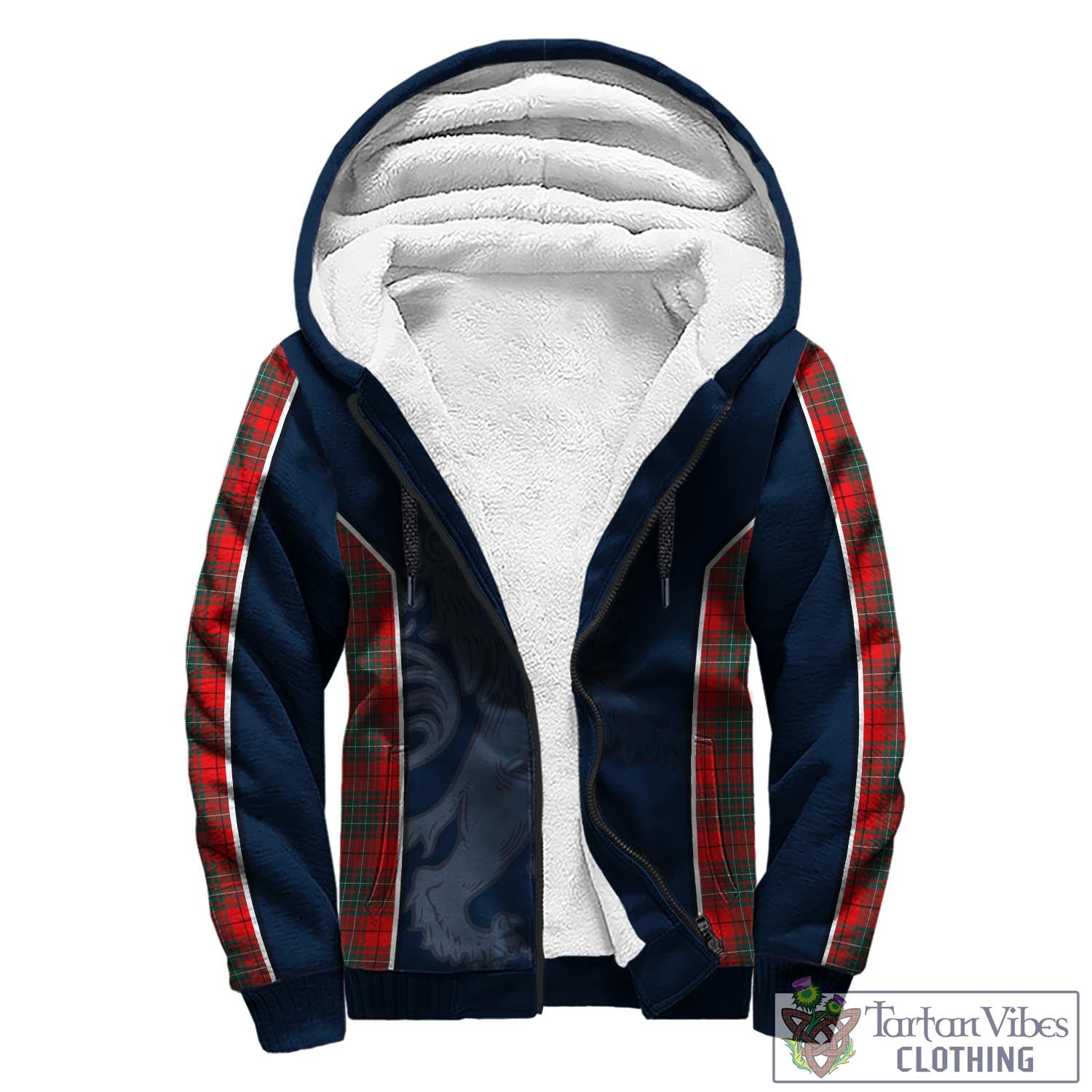 Tartan Vibes Clothing Cumming Modern Tartan Sherpa Hoodie with Family Crest and Lion Rampant Vibes Sport Style