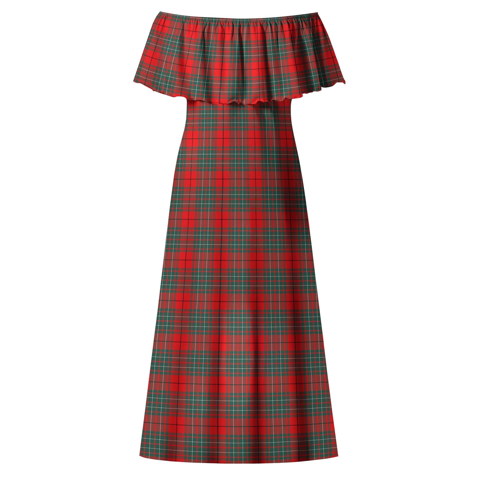 Cumming Modern Tartan Off Shoulder Long Dress - Tartanvibesclothing