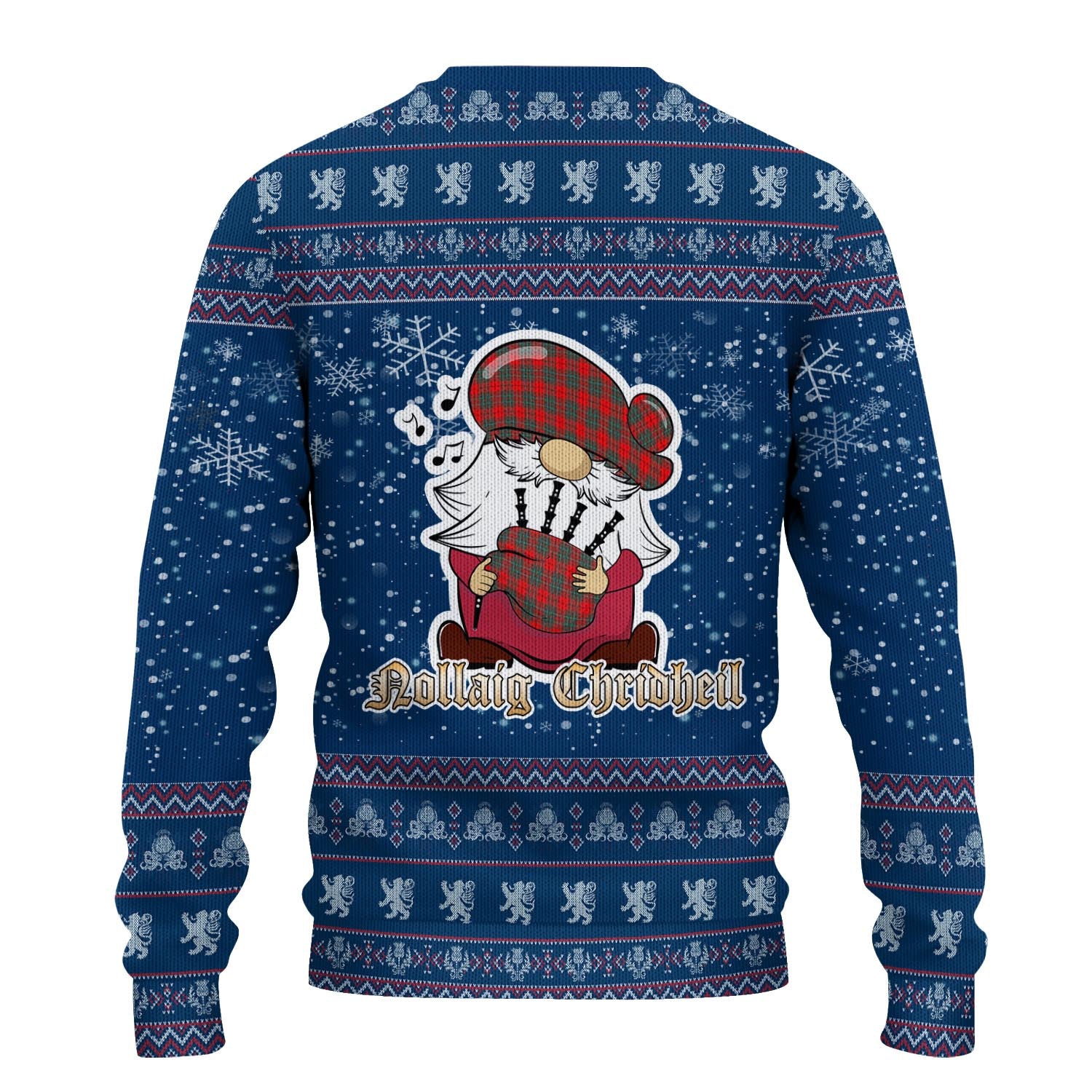 Cumming Modern Clan Christmas Family Knitted Sweater with Funny Gnome Playing Bagpipes - Tartanvibesclothing