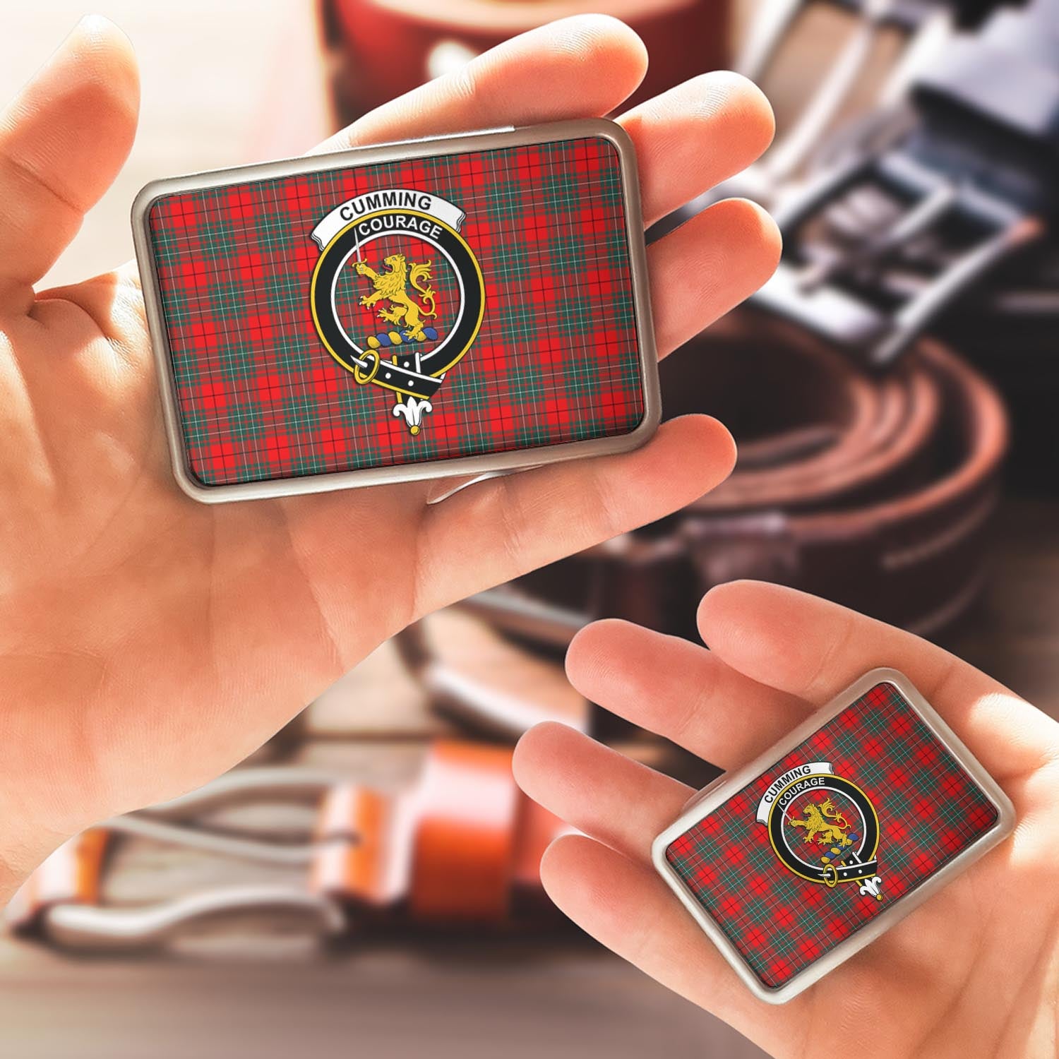 Cumming Modern Tartan Belt Buckles with Family Crest - Tartan Vibes Clothing