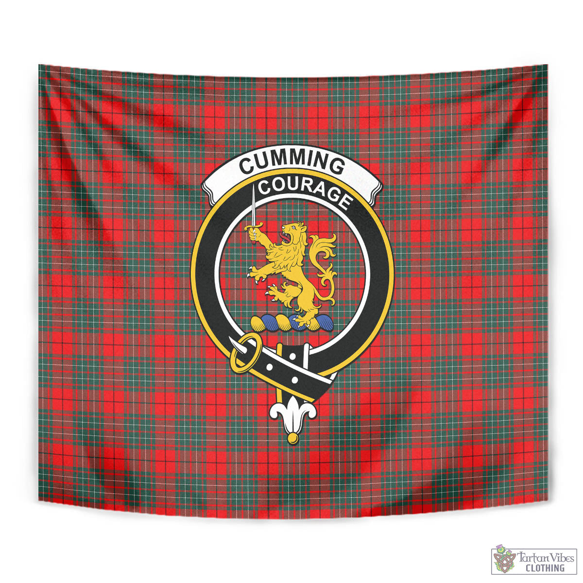 Tartan Vibes Clothing Cumming Modern Tartan Tapestry Wall Hanging and Home Decor for Room with Family Crest